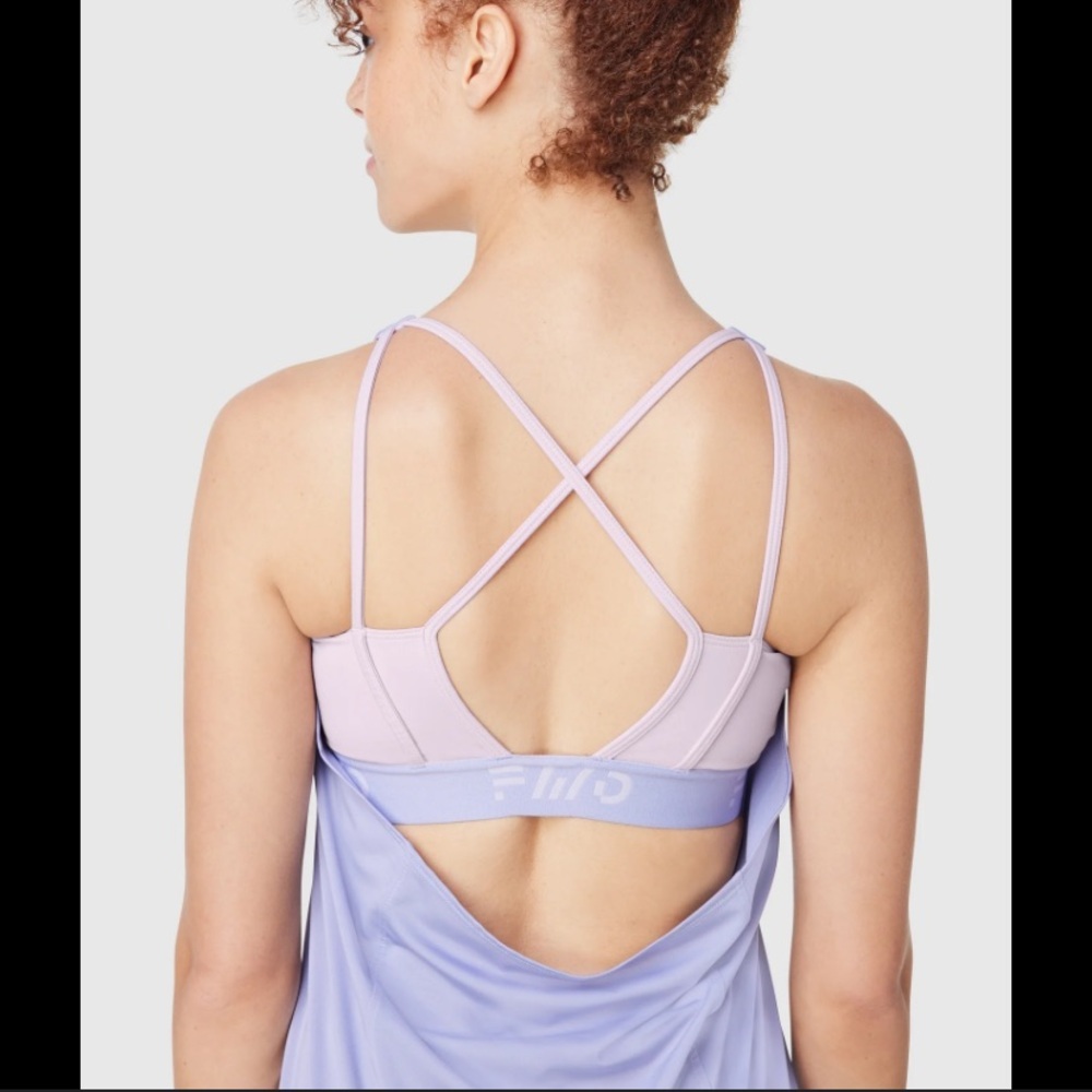 FWD Lilac Pastel Purple Built In Bra Open Back Workout Tank Top